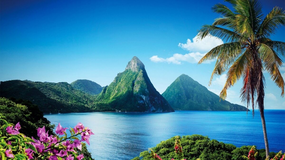Les Pitons de Soufrière à Sainte-Lucie près de Castries dans les Caraïbes